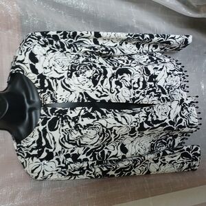 MSK Black/White Floral Sparkly And Beaded Jacket, L